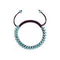 Blue Green Disc Bead Cord Bracelet - overhead view on white