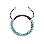 Blue Green Disc Bead Cord Bracelet - overhead view on white