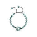 Blue Green Double Ring Bead Bracelet - overhead view on white