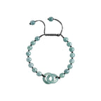 Blue Green Double Ring Bead Bracelet - overhead view on white