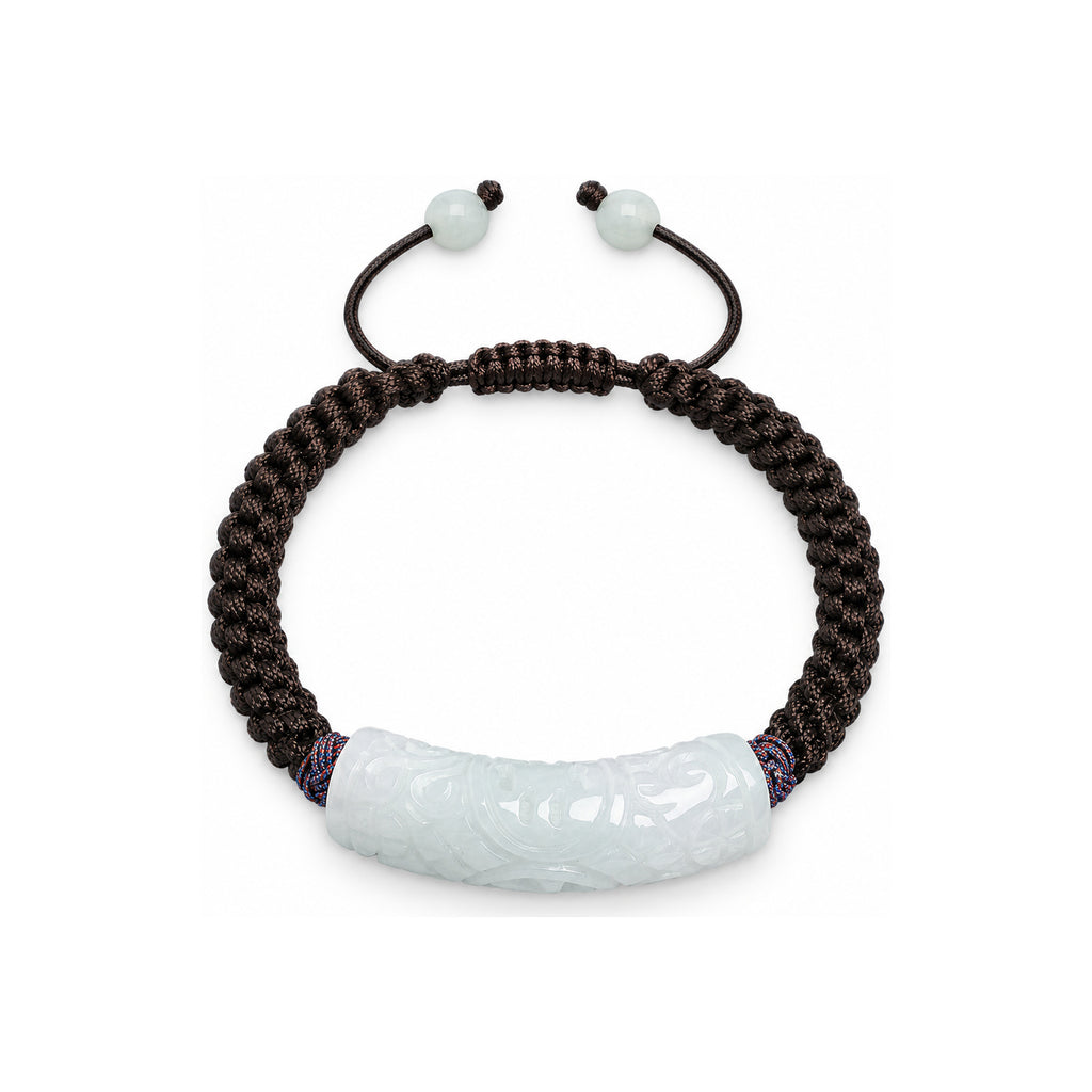 Pale Carved Bar Braided Bracelet - overhead view on white