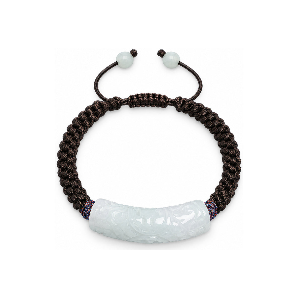 Pale Carved Bar Braided Bracelet - overhead view on white