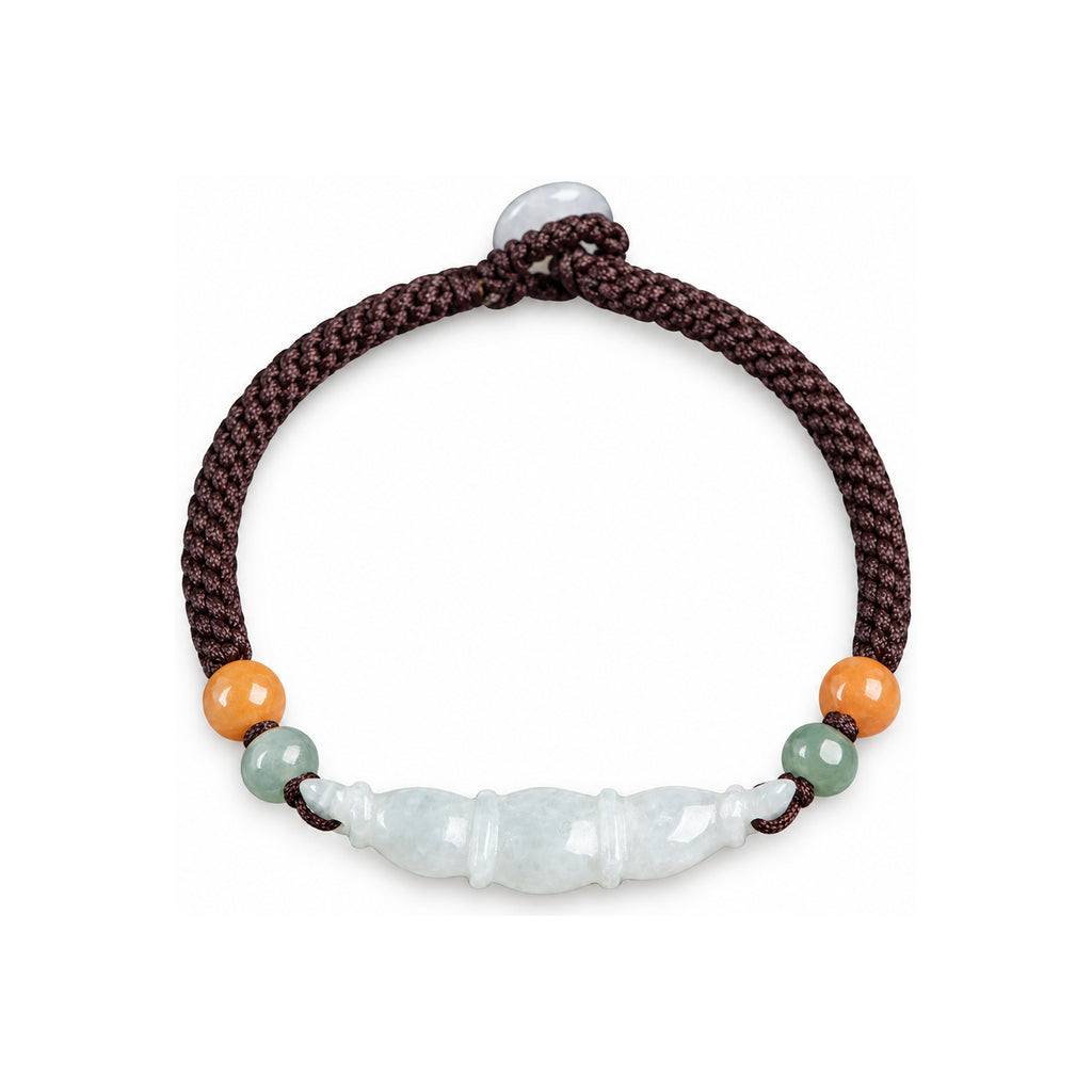 Pale Lotus Root Cord Bracelet - overhead view on white