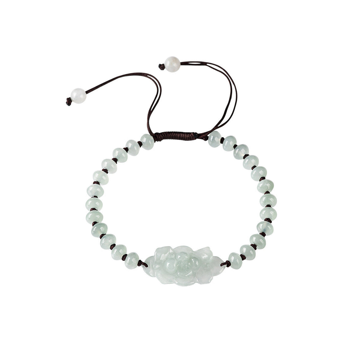 Pale Lotus Rondelle Bead Bracelet - overhead view on white