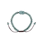 Blue Green Pixiu Rondelle Bracelet - overhead view on white