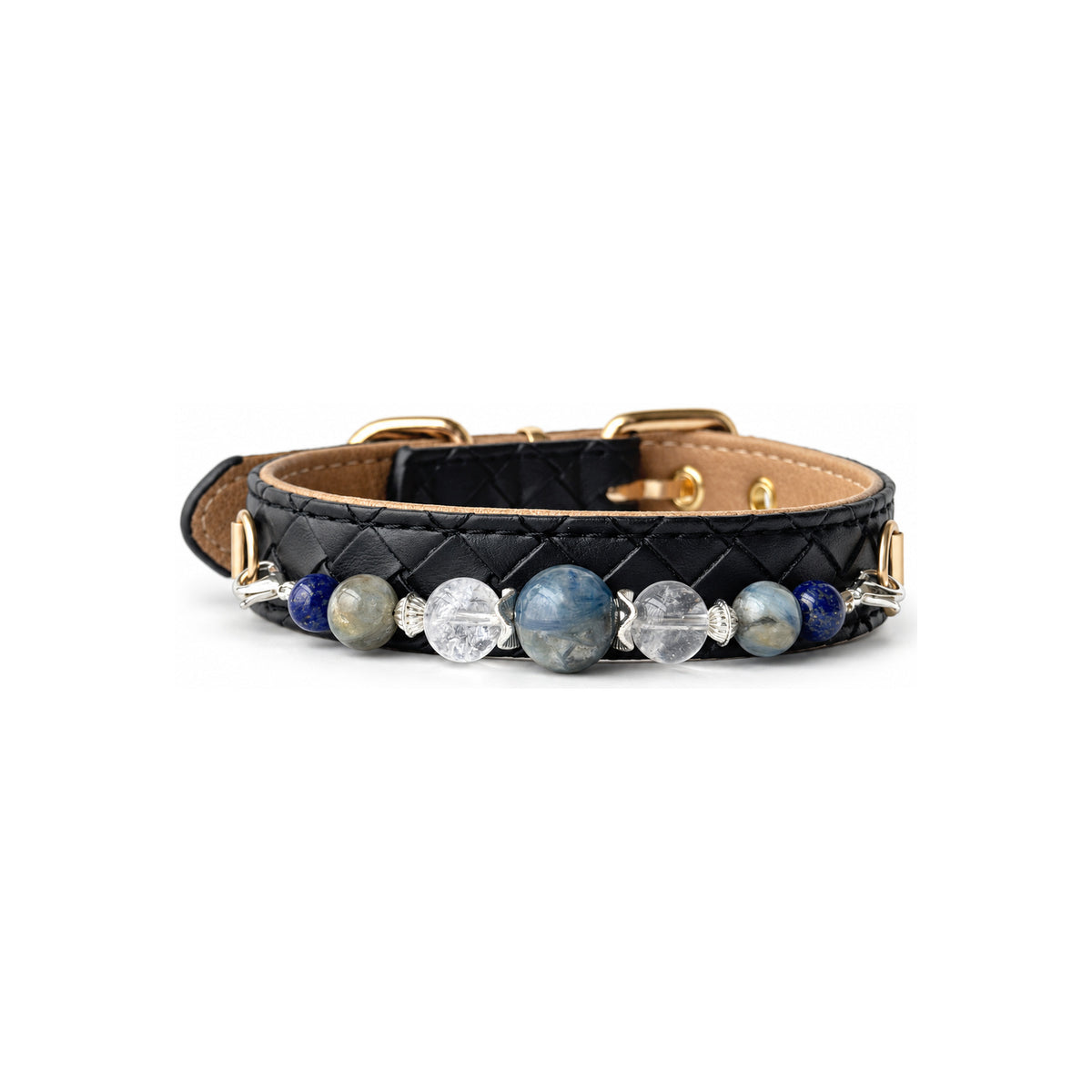 Blue Mist Beaded Pet Collar - front view