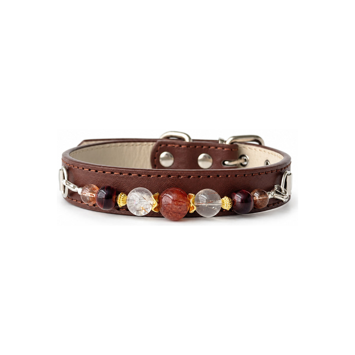 Autumn Ember Beaded Pet Collar - front view