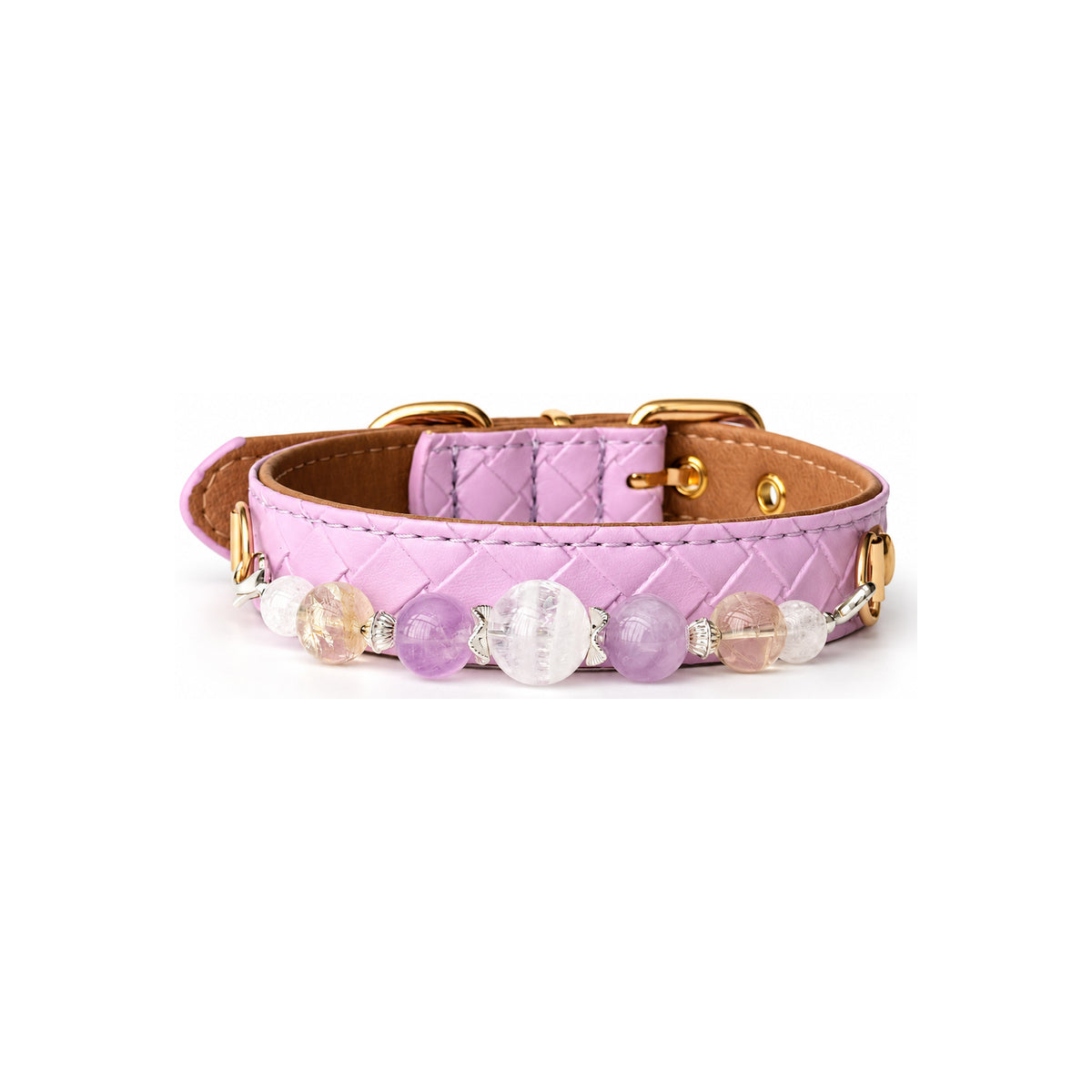 Lavender Frost Beaded Pet Collar - front view