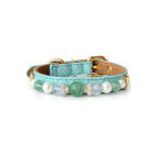 Mint Pearl Beaded Pet Collar - front view