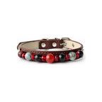 Crimson Spark Beaded Pet Collar - front view