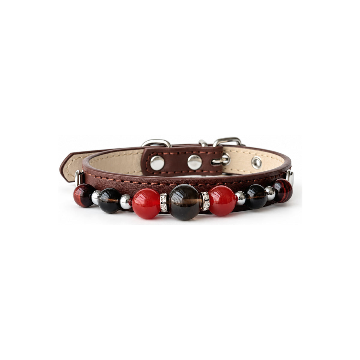 Smoky Ember Beaded Pet Collar - front view