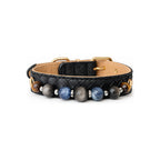 Storm Blue Beaded Pet Collar - front view