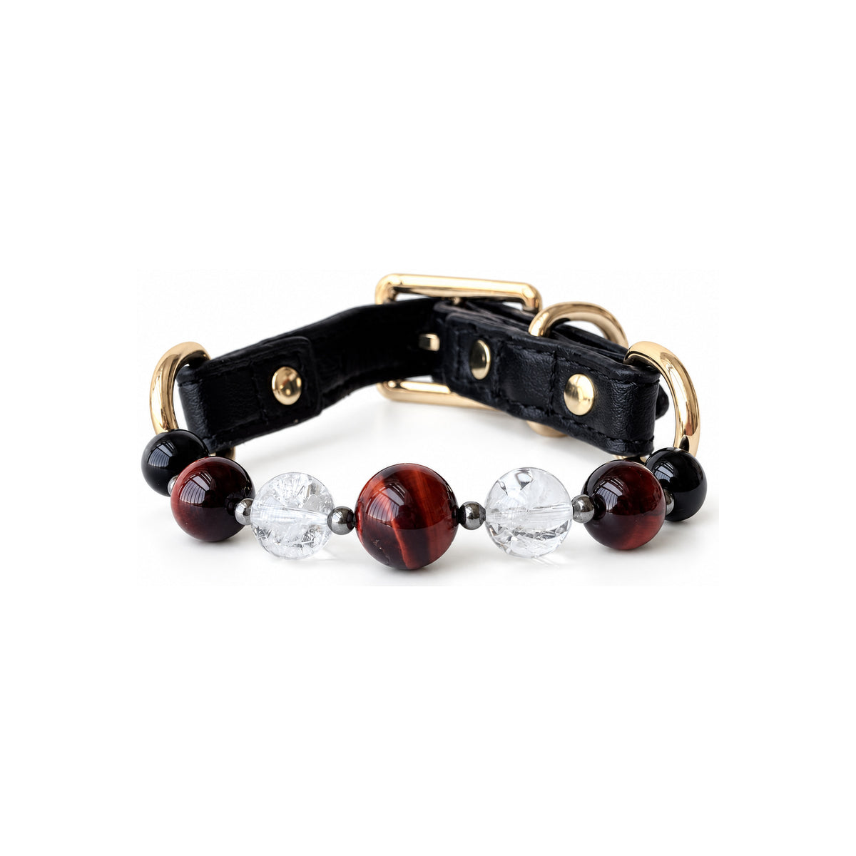 Crimson Arc Beaded Pet Collar - front view