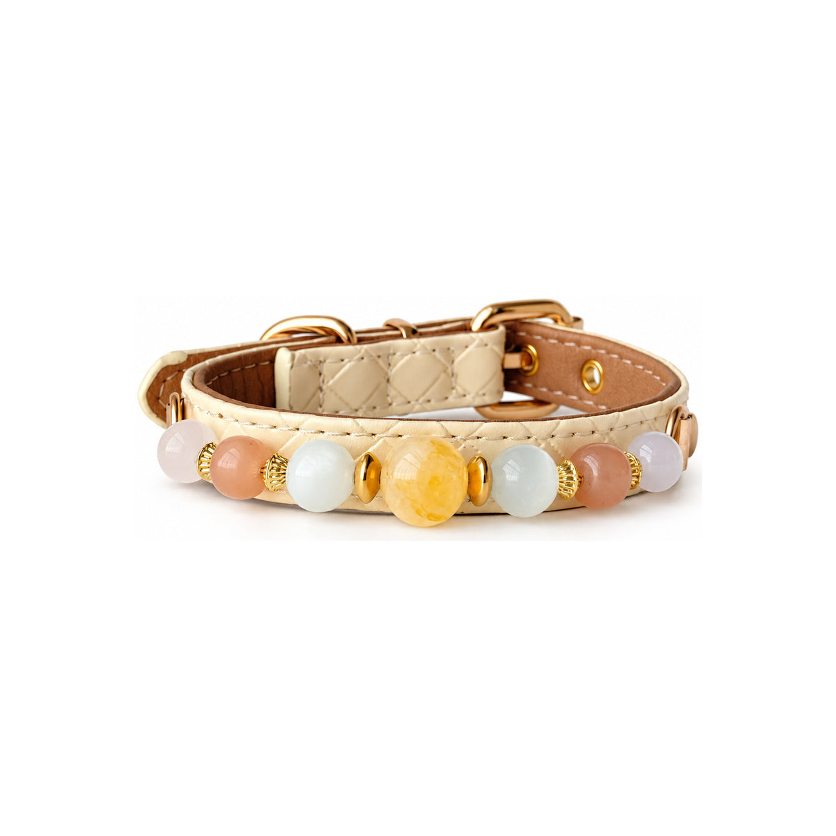 Peach Sunrise Beaded Pet Collar - front view