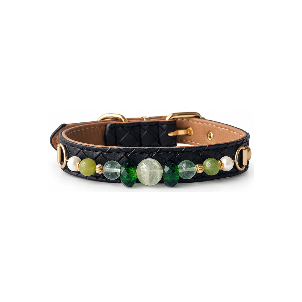 Forest Prism Beaded Pet Collar - front view