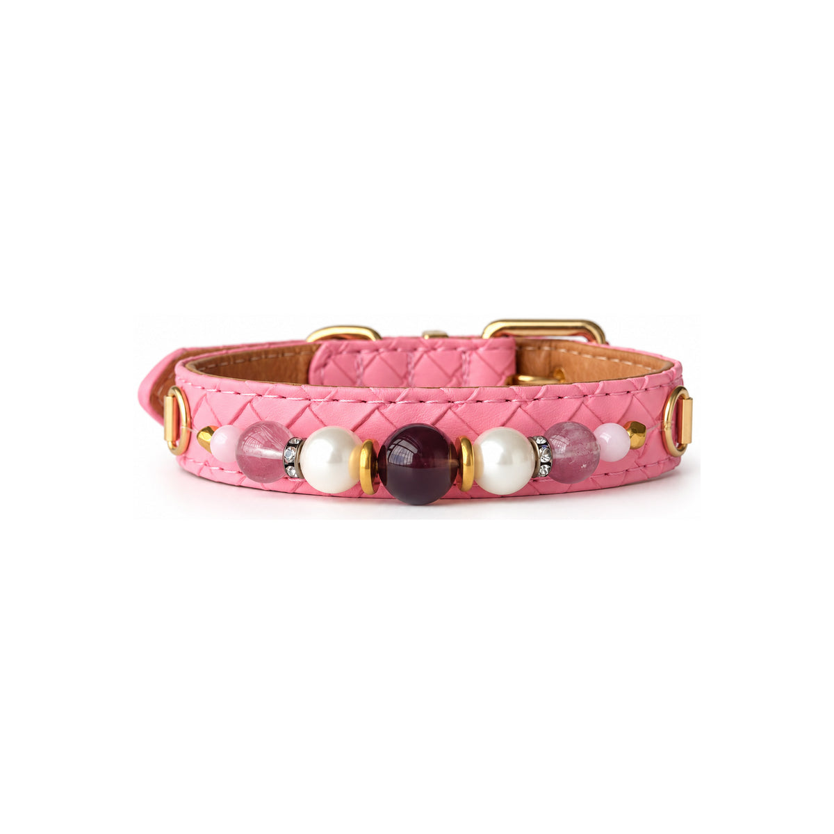 Pearl Dusk Beaded Pet Collar - front view