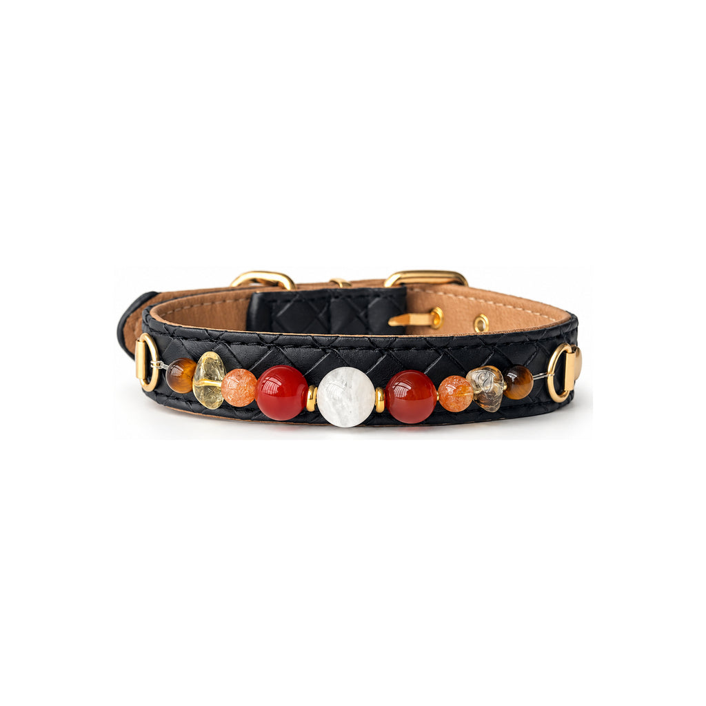 Crimson Snow Beaded Pet Collar - front view