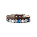 Blue Pearl Beaded Pet Collar - front view