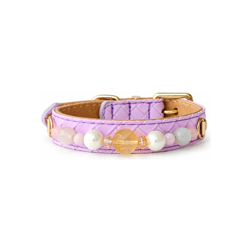 Lilac Sunbeam Beaded Pet Collar - front view