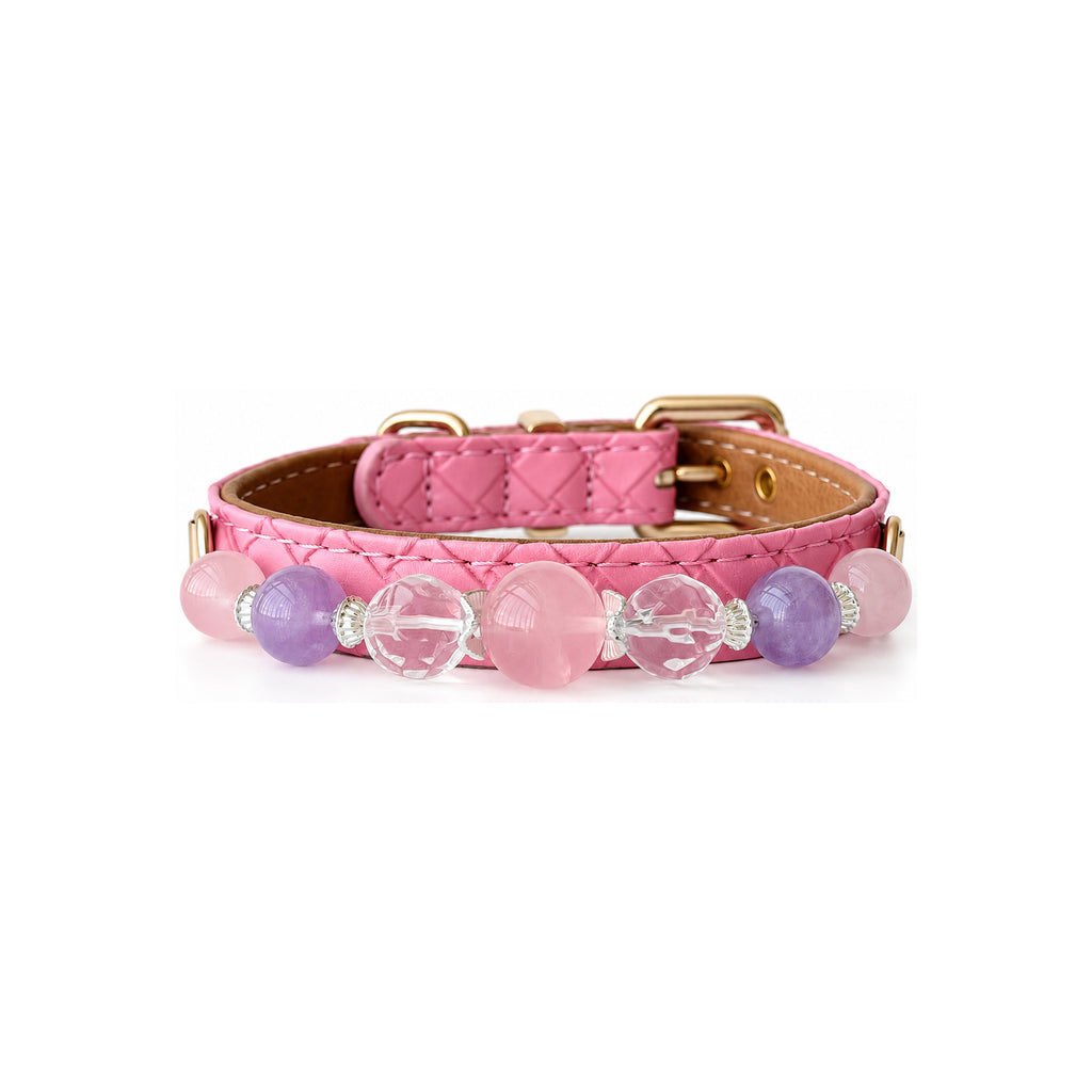 Blush Lavender Beaded Pet Collar - front view