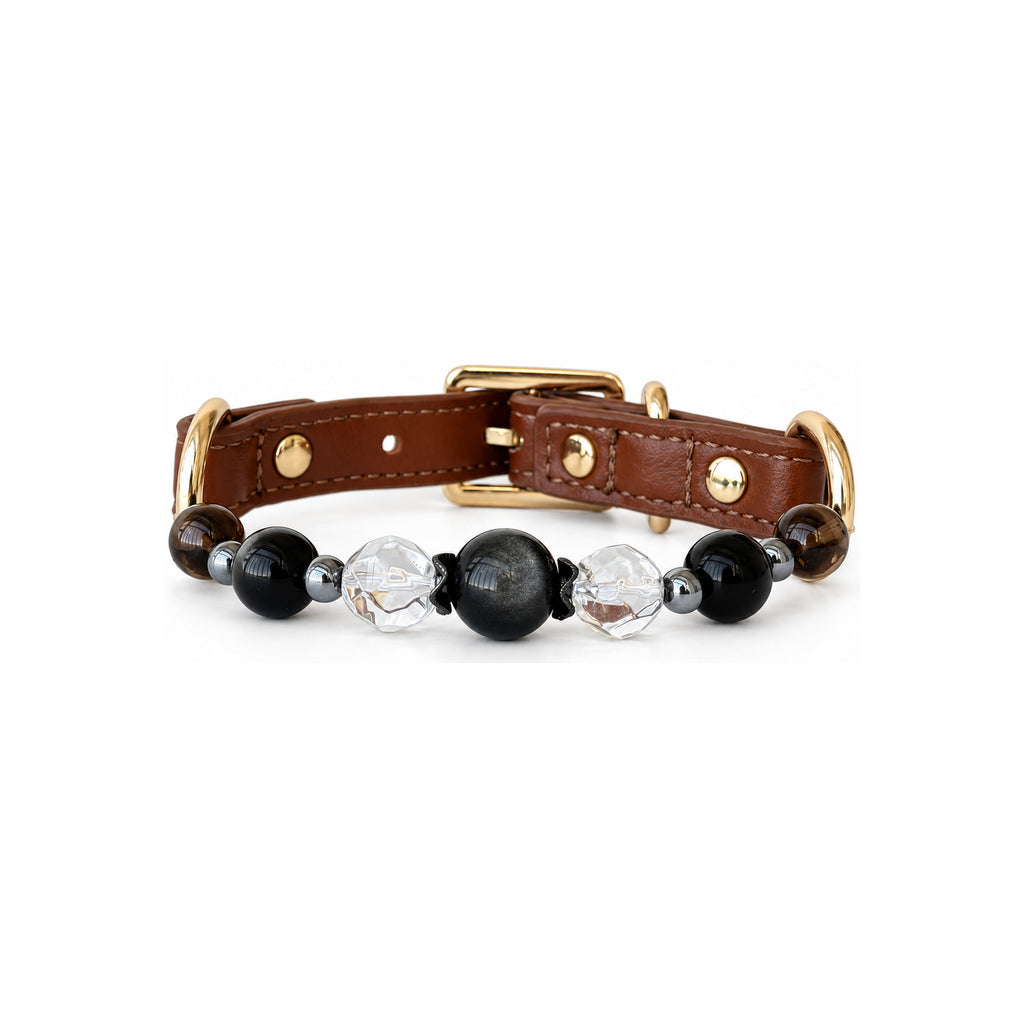 Smoky Prism Beaded Pet Collar - front view