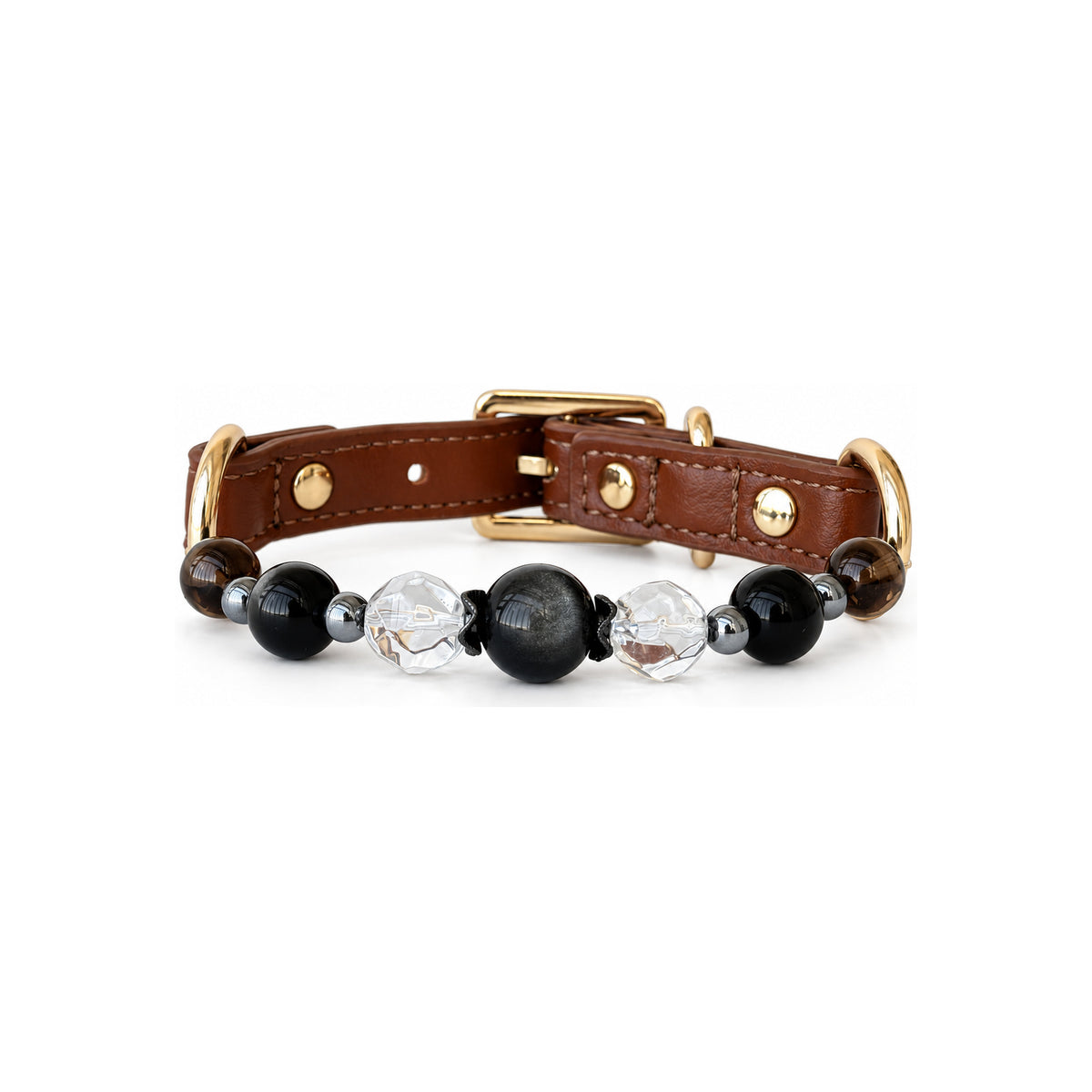 Smoky Prism Beaded Pet Collar - front view