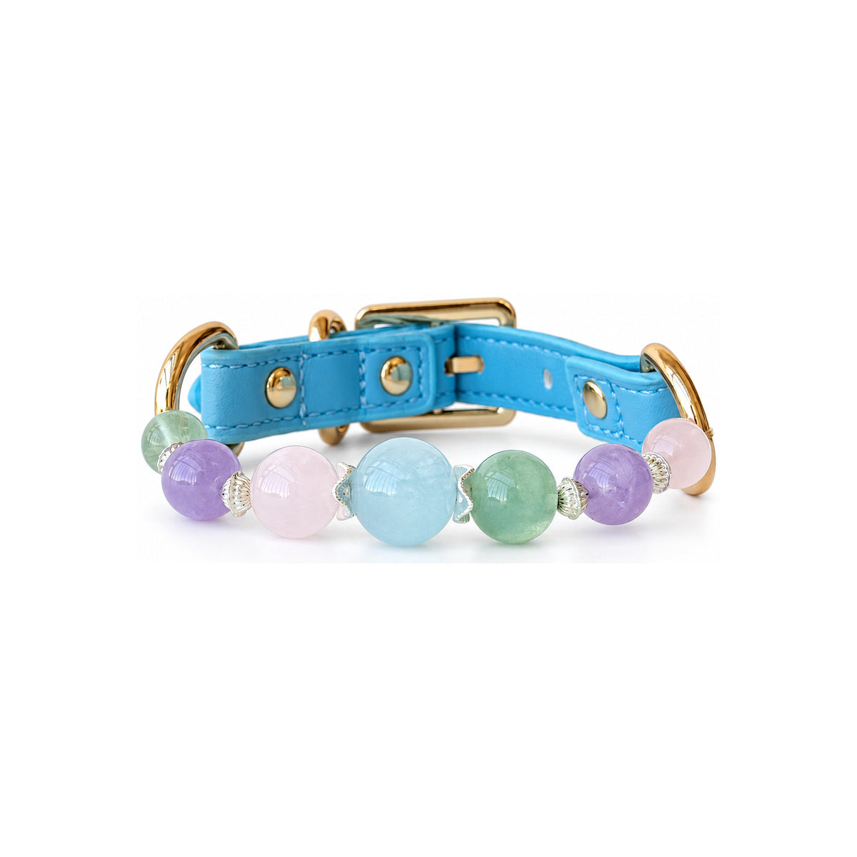 Pastel Tide Beaded Pet Collar - front view