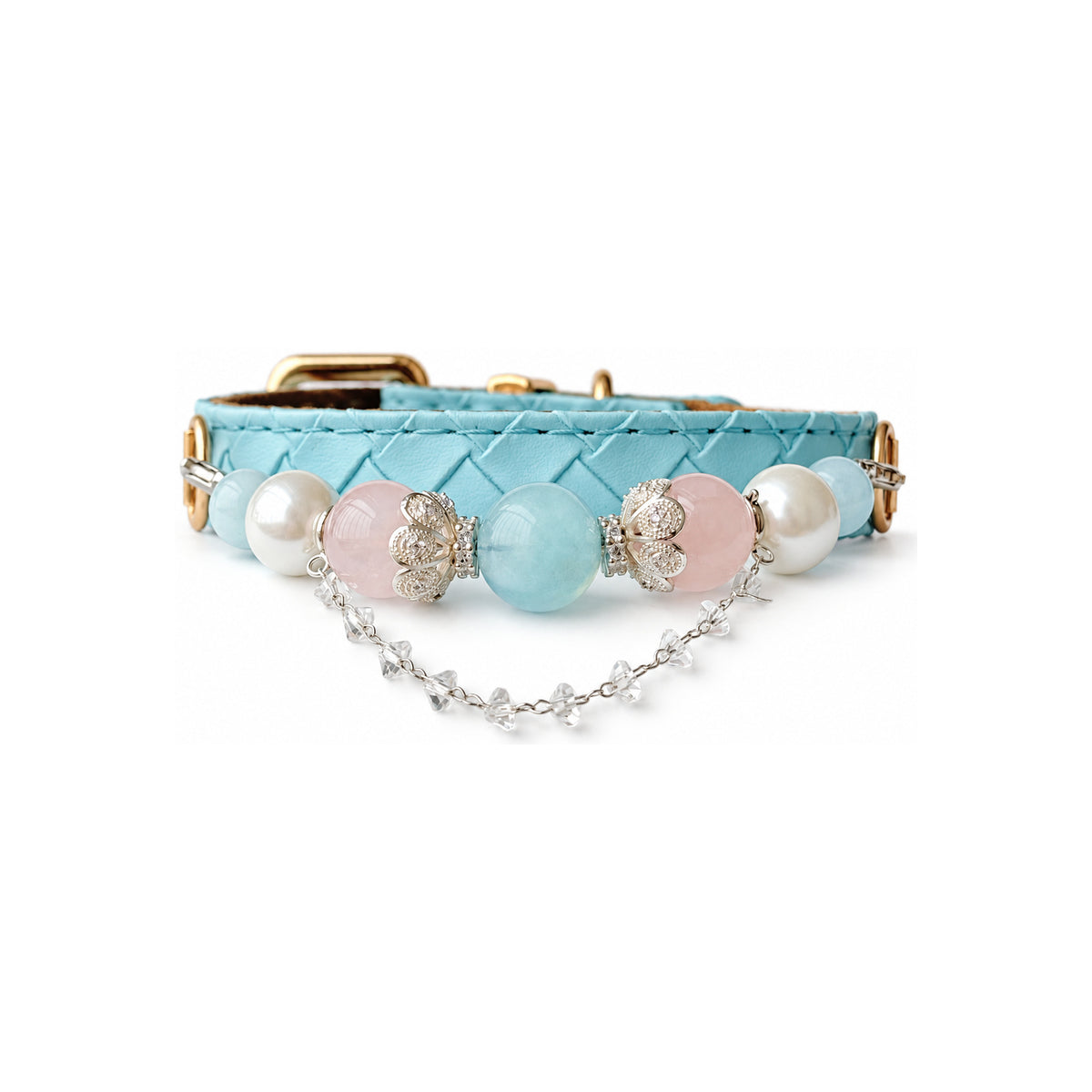 Pearl Tiara Beaded Pet Collar - front view