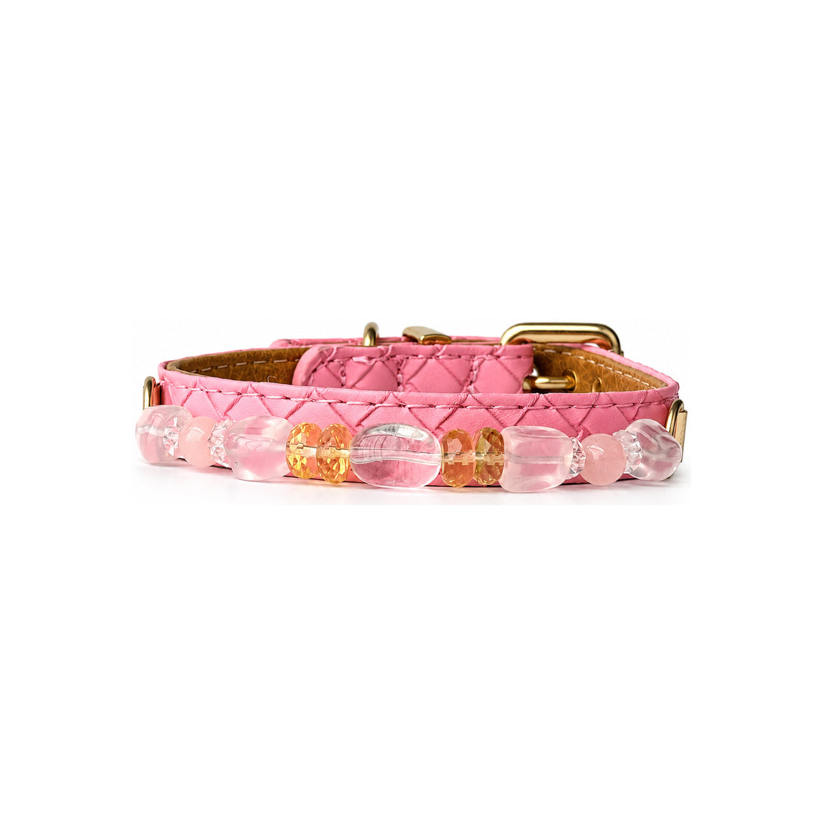 Pink Sunlight Beaded Pet Collar - front view