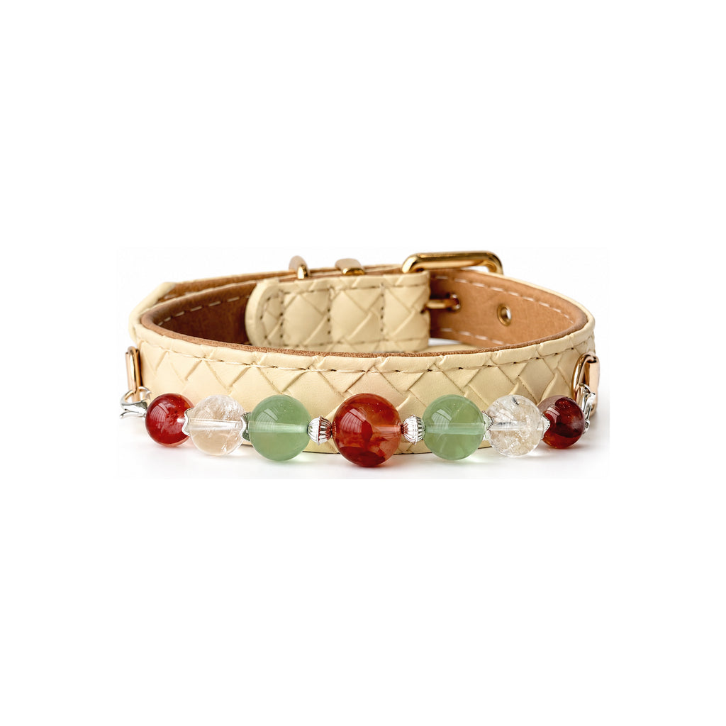 Mint Ember Beaded Pet Collar - front view