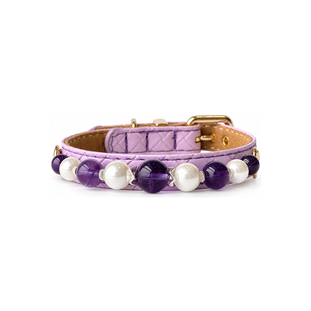 Violet Halo Beaded Pet Collar - front view