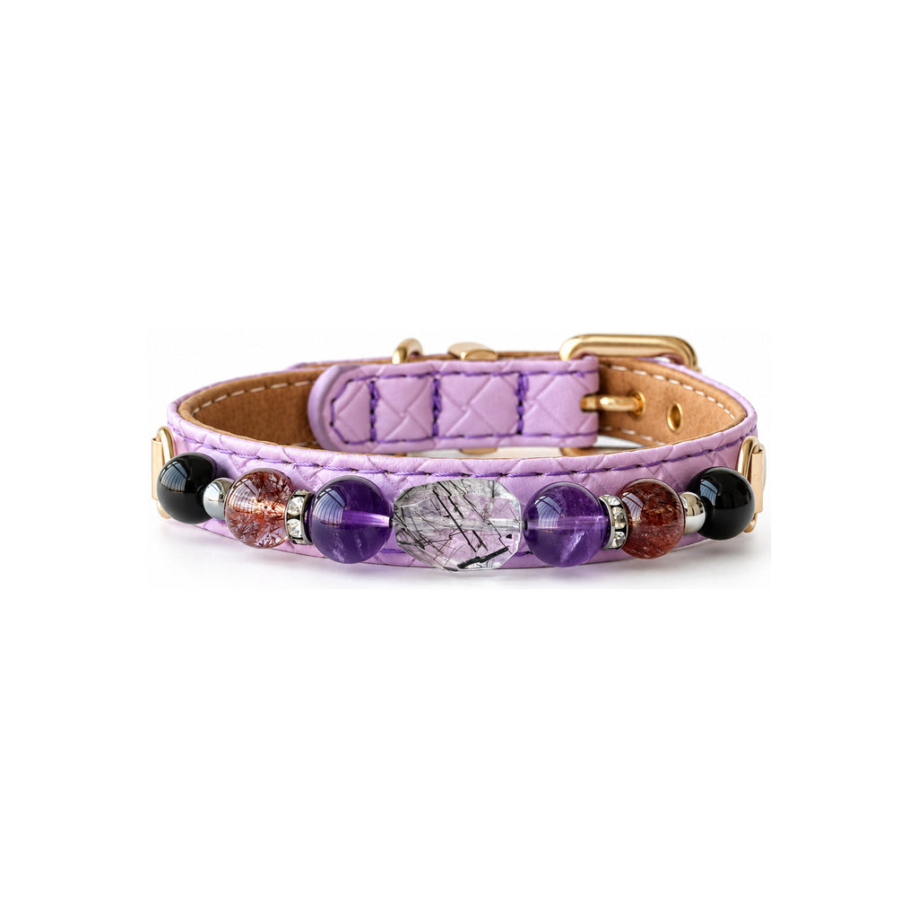 Violet Eclipse Beaded Pet Collar - front view