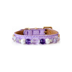 Lilac Pebble Beaded Pet Collar - front view