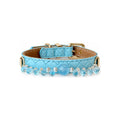 Aqua Dewdrop Beaded Pet Collar - front view