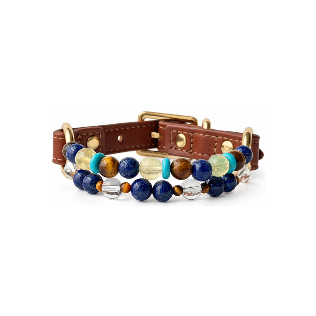 Blue Horizon Arc Beaded Pet Collar - front view