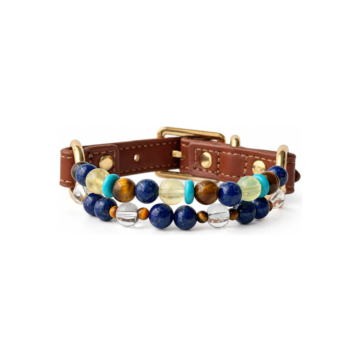 Blue Horizon Arc Beaded Pet Collar - front view