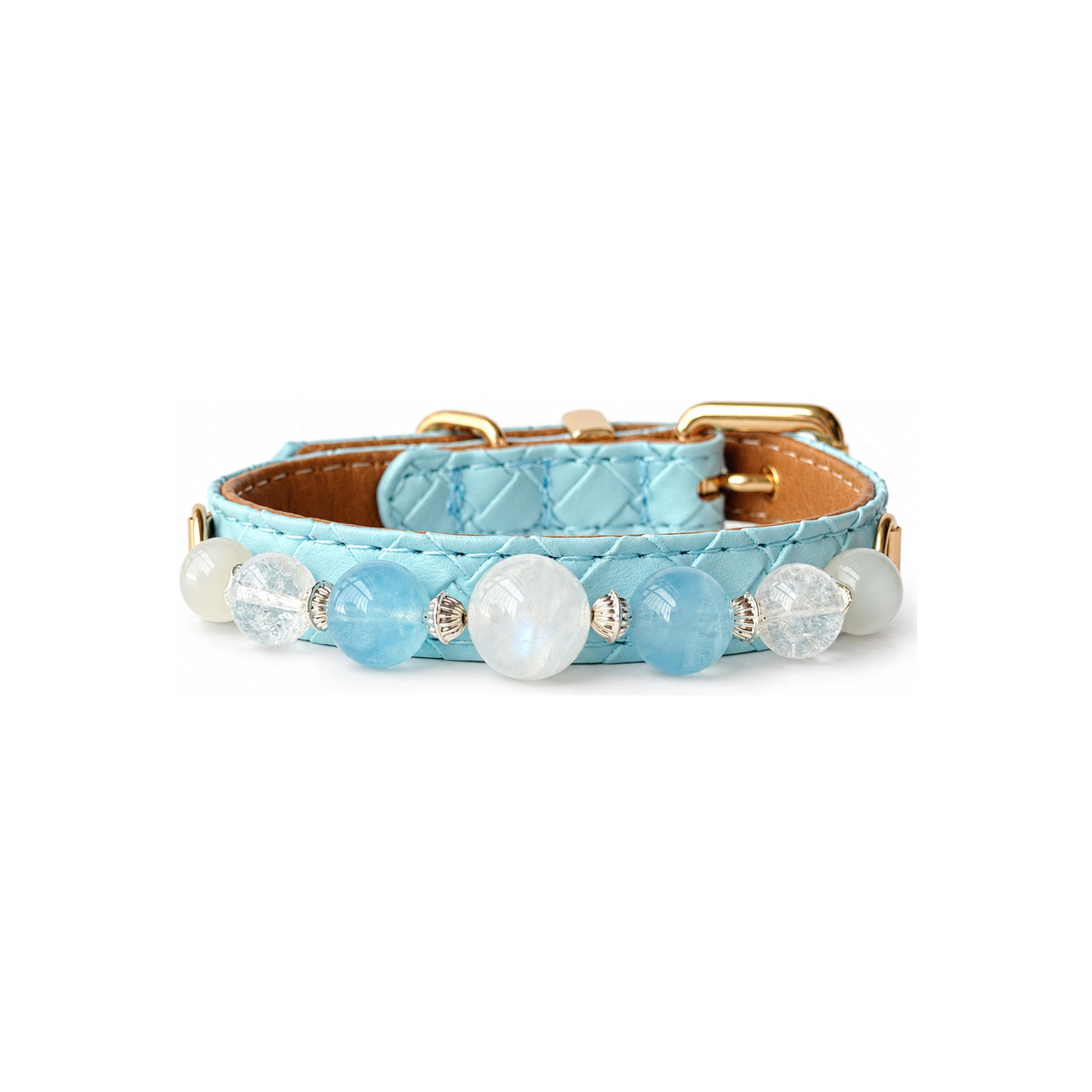 Moonlit Shore Beaded Pet Collar - front view