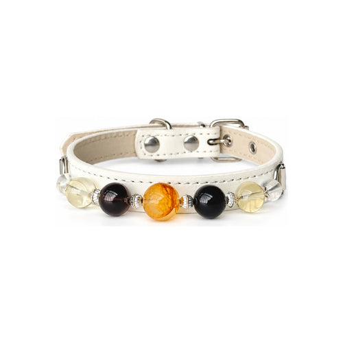 Amber Twilight Beaded Pet Collar - front view