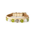 Green Orchard Beaded Pet Collar - front view