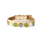 Green Orchard Beaded Pet Collar - front view