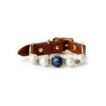 Blue Pearl Arc Beaded Pet Collar - front view