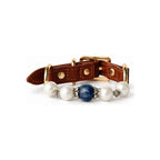 Blue Pearl Arc Beaded Pet Collar - front view