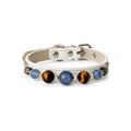 Blue Tiger Beaded Pet Collar - front view