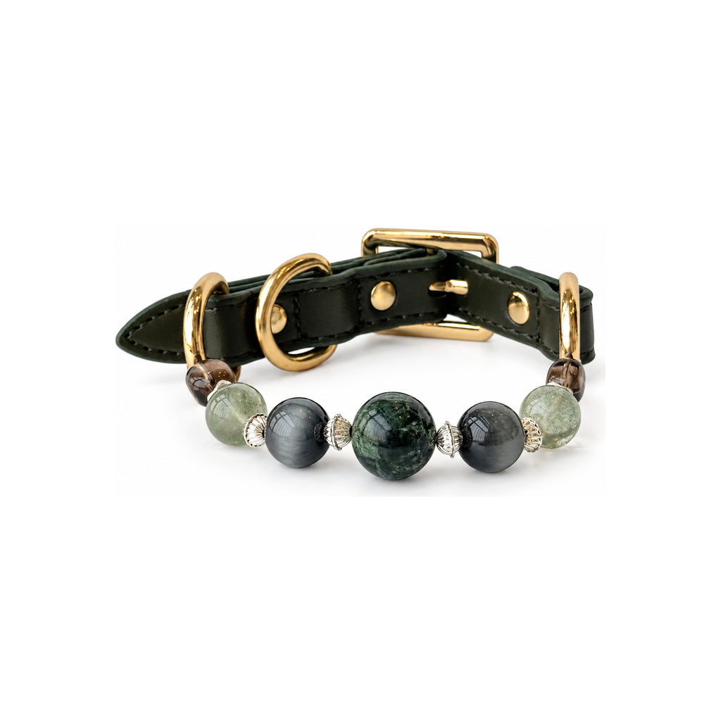 Forest Dusk Arc Beaded Pet Collar - front view