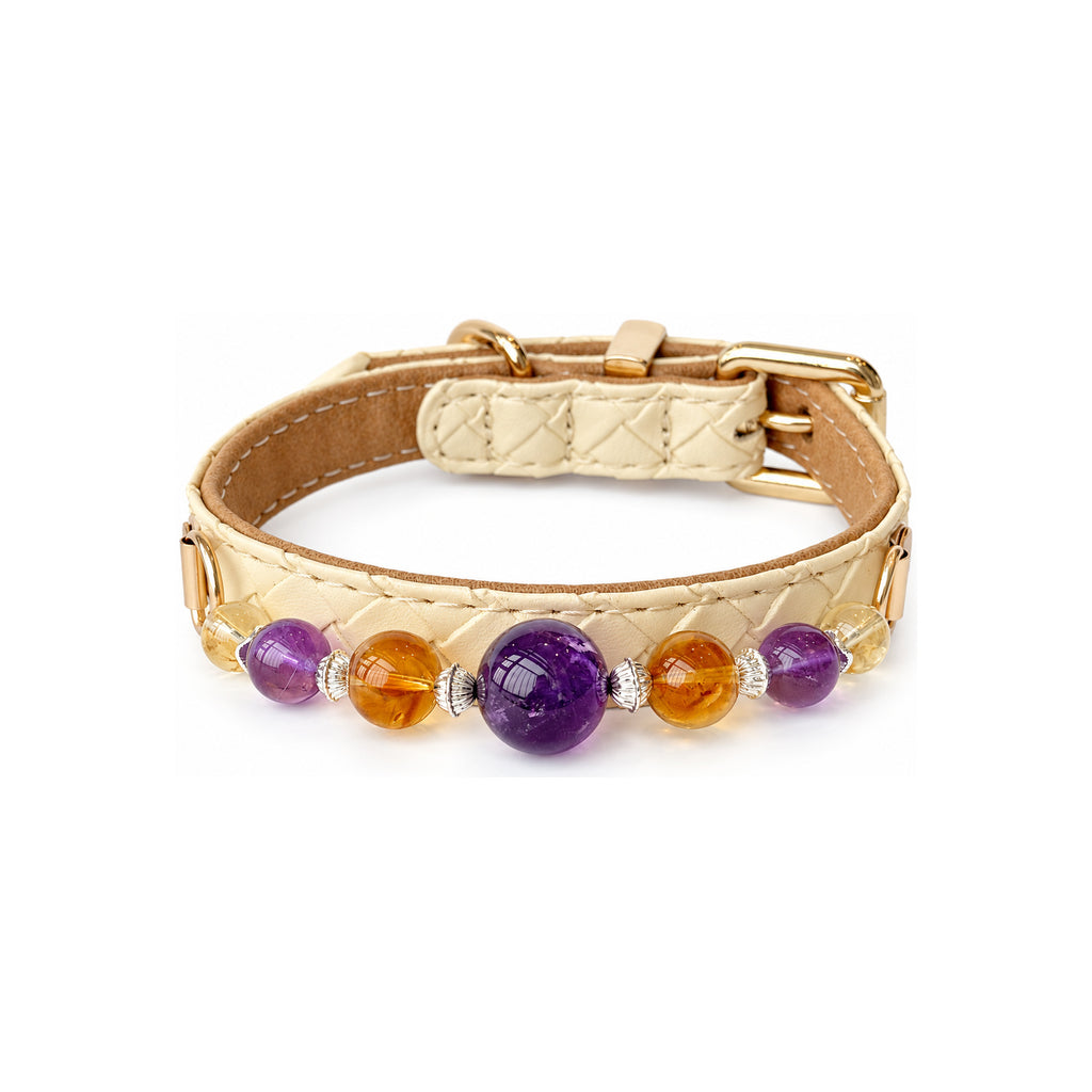 Violet Dawn Beaded Pet Collar - front view