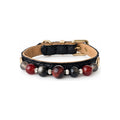 Crimson Midnight Beaded Pet Collar - front view