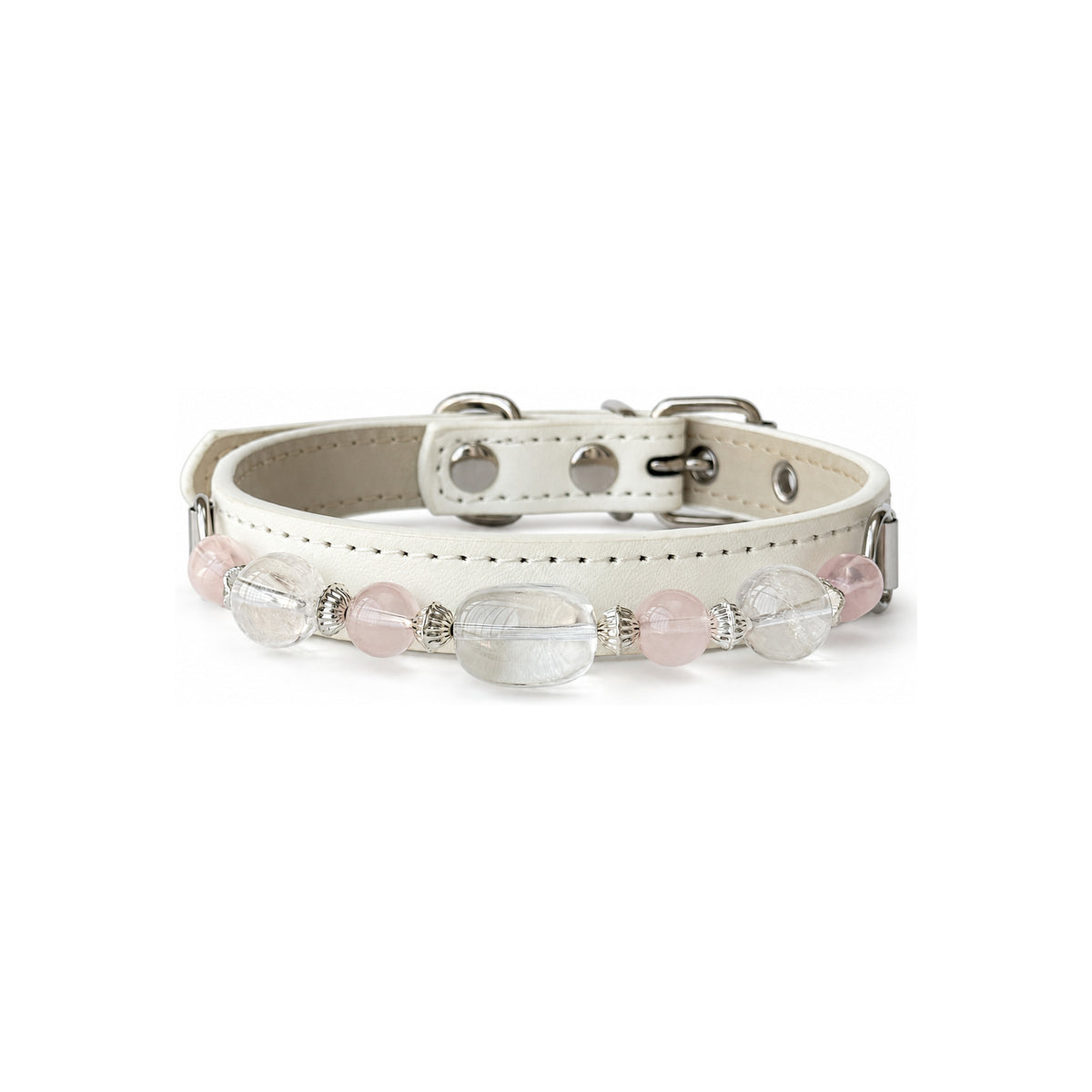 Rose Clarity Beaded Pet Collar - front view
