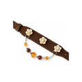 Golden Dusk Blossom Beaded Pet Collar - flower and bead drape view