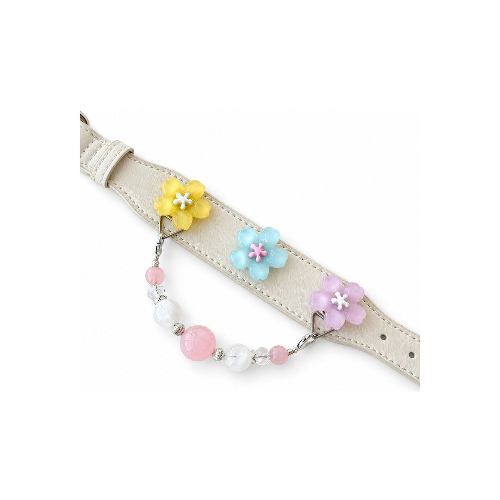 Blush Snow Blossom Beaded Pet Collar - product display view