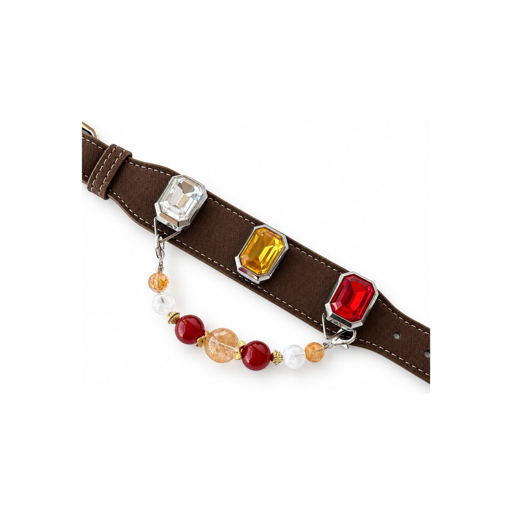 Golden Scarlet Facet Beaded Pet Collar - product display view